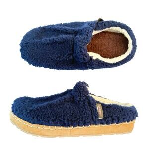 LL Bean Cozy Slipper Slides Size 8 Navy Blue Fleece